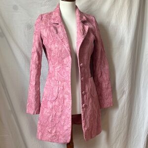 Tulle Pink Paisley Textured Long Blazer